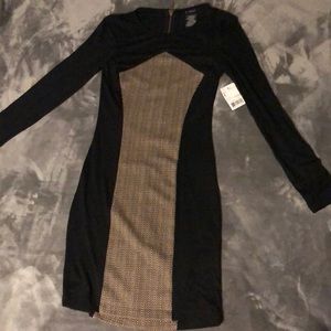 B. Smart (NWT) Black and Tan long sleeve mini dress